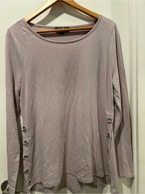 Dusty Long-Sleeve Button-Accent Tee
